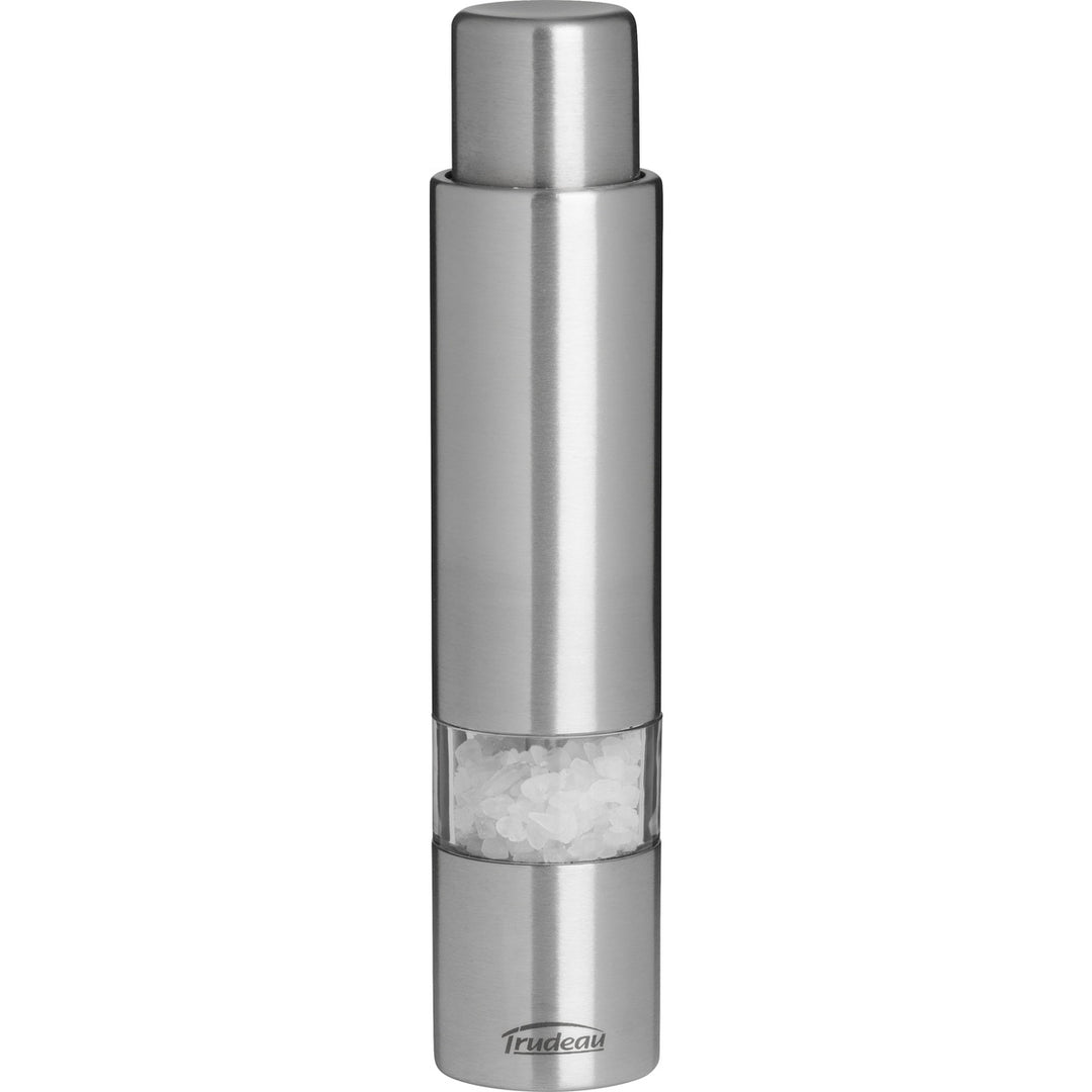Trudeau 6" One-Hand Stainless Steel Thumb Salt Mill