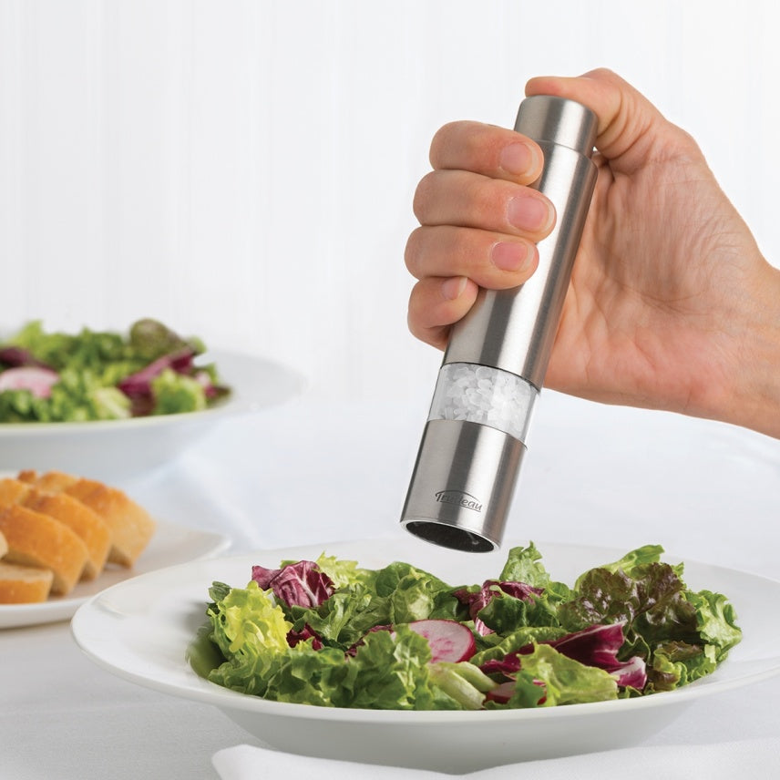 Trudeau 6" One-Hand Stainless Steel Thumb Salt Mill