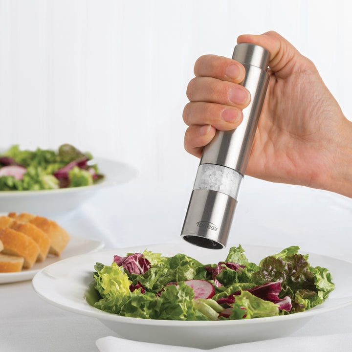 Trudeau 6" One-Hand Stainless Steel Thumb Salt Mill