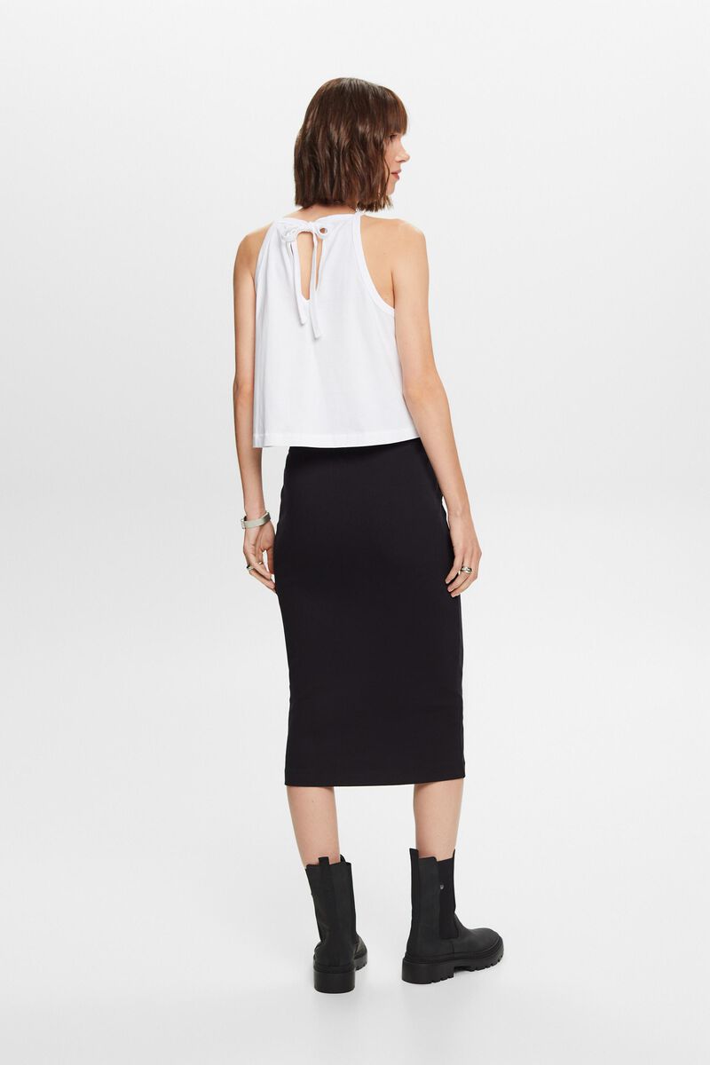 STRETCH COTTON JERSEY MIDI SKIRT
