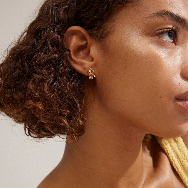 Pilgrim Breathe Recycled Crystal Earring Gold Plated