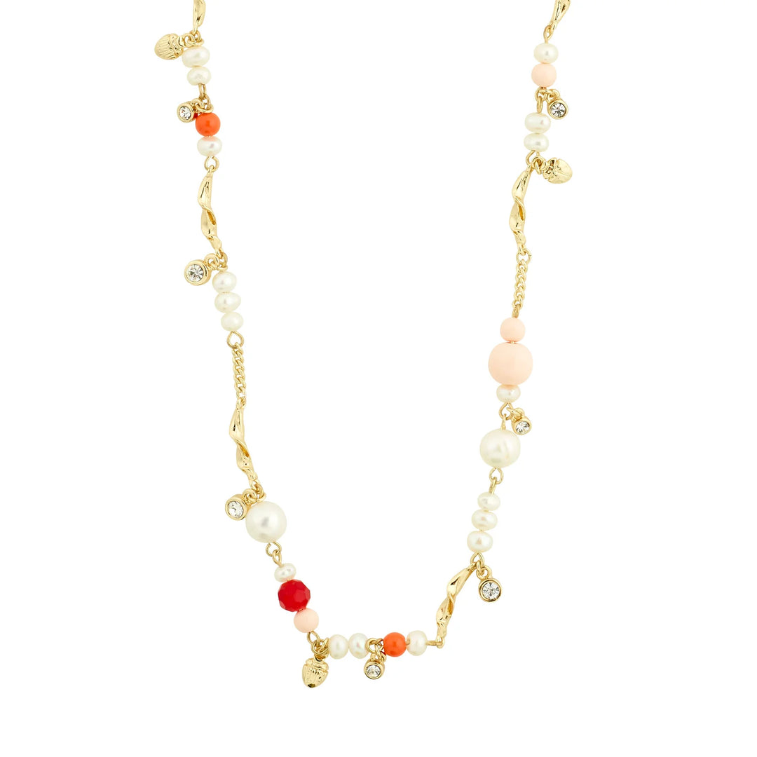Pilgrim Care Crystal & Fresh Water Pearl Necklace Gold Plated