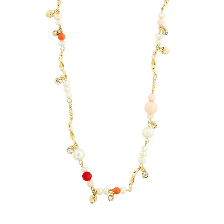 Pilgrim Care Crystal & Fresh Water Pearl Necklace Gold Plated