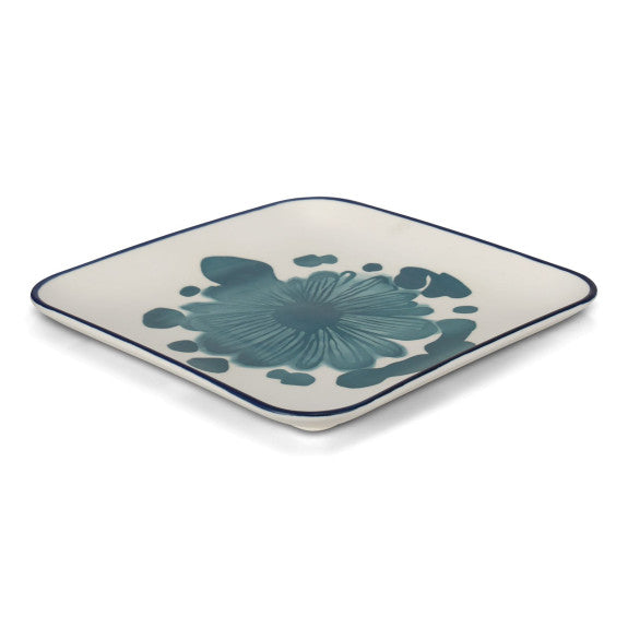 GREEN PETAL SQUARE PLATE 25CM