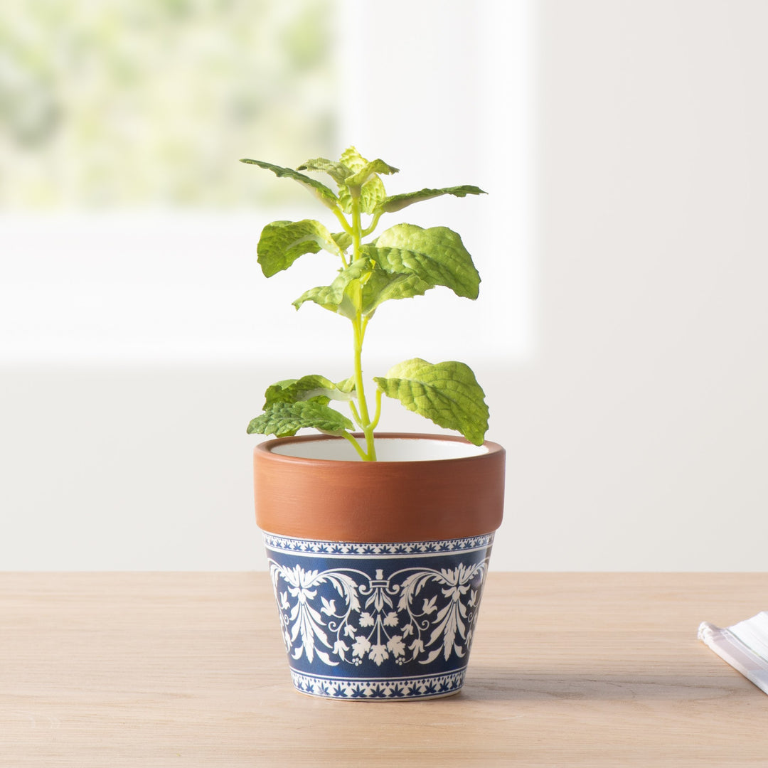 Lisboa Flourish Pattern 3" x 3" Ceramic Drop Pot Planter