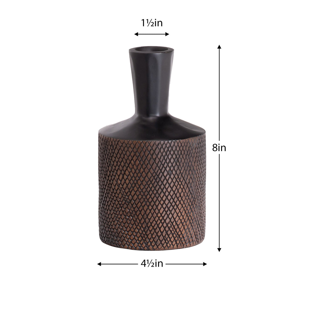 Torre & Tagus Kappa 8"H Carved Line Resin Bottle Vase
