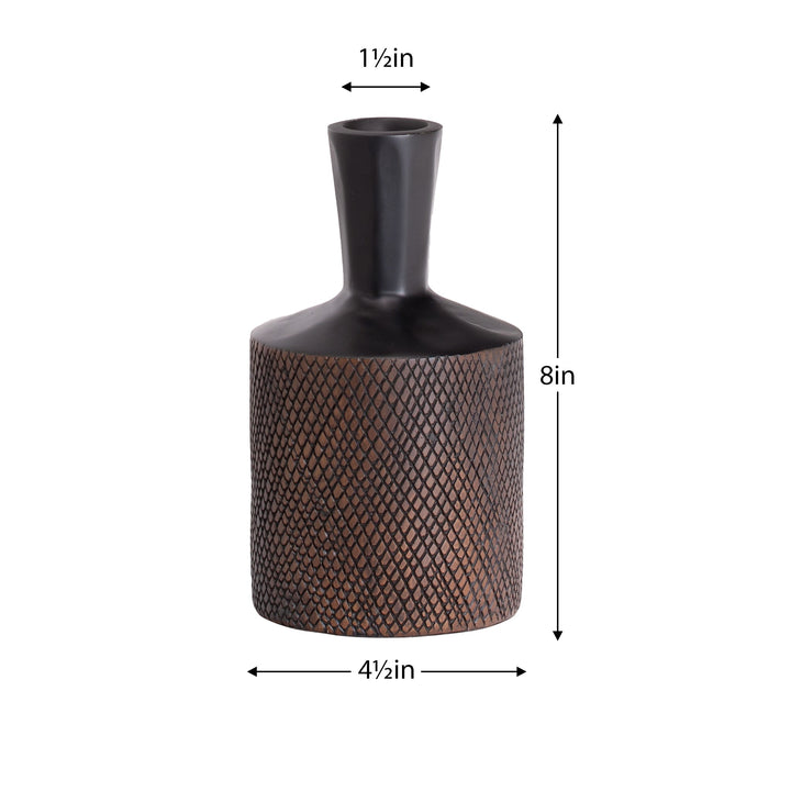 Torre & Tagus Kappa 8"H Carved Line Resin Bottle Vase