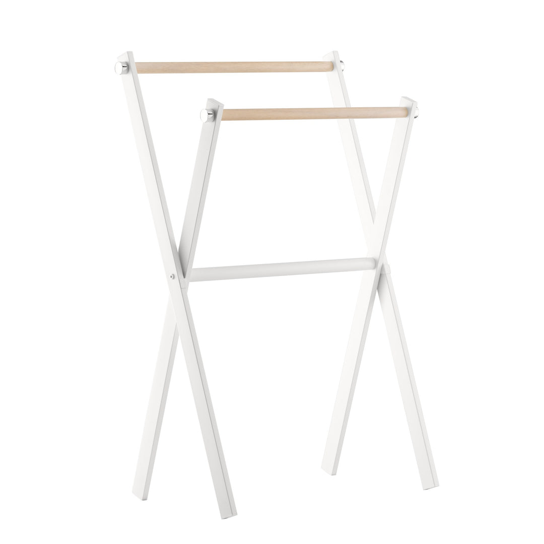 Torre & Tagus Bergson Rubberwood And White Metal Folding Towel Stand