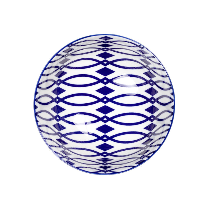 Torre & Tagus Kiri Porcelain 8oz Bowl - Blue Lattice
