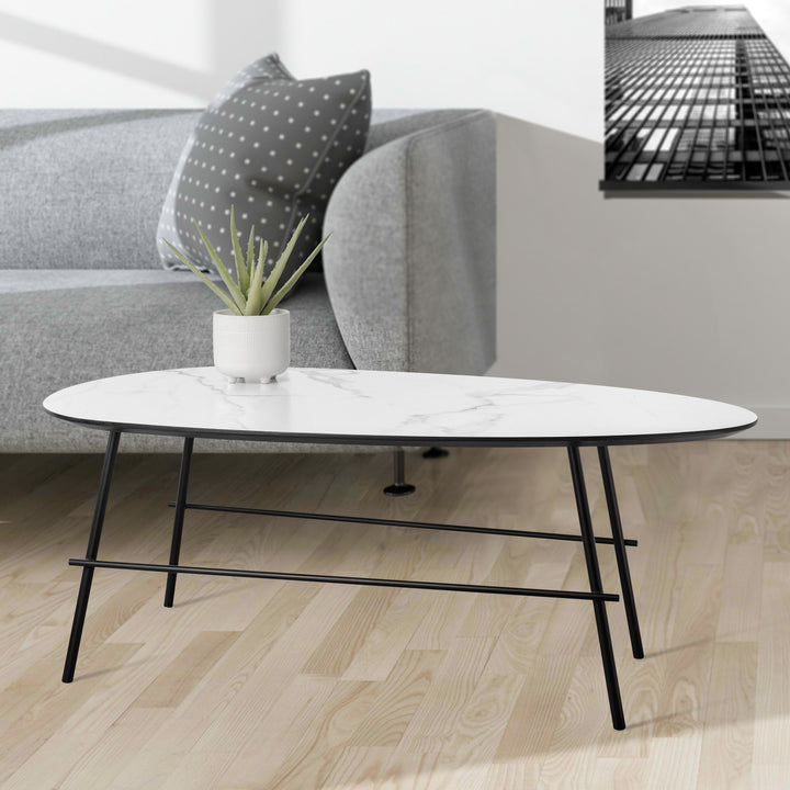 Torre & Tagus Tangent Faux Marble Top Accent Coffee Table