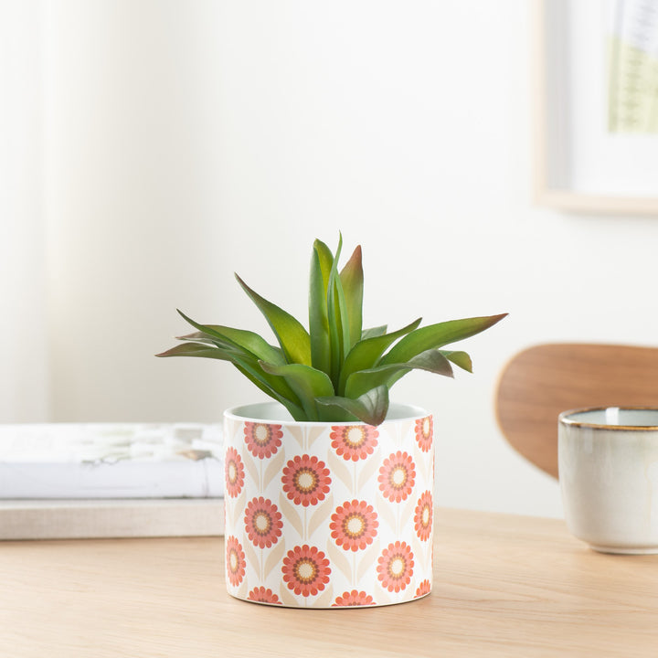 Torre & Tagus Gazebo Daisy Motif Ceramic Planter 4.5" x 4"