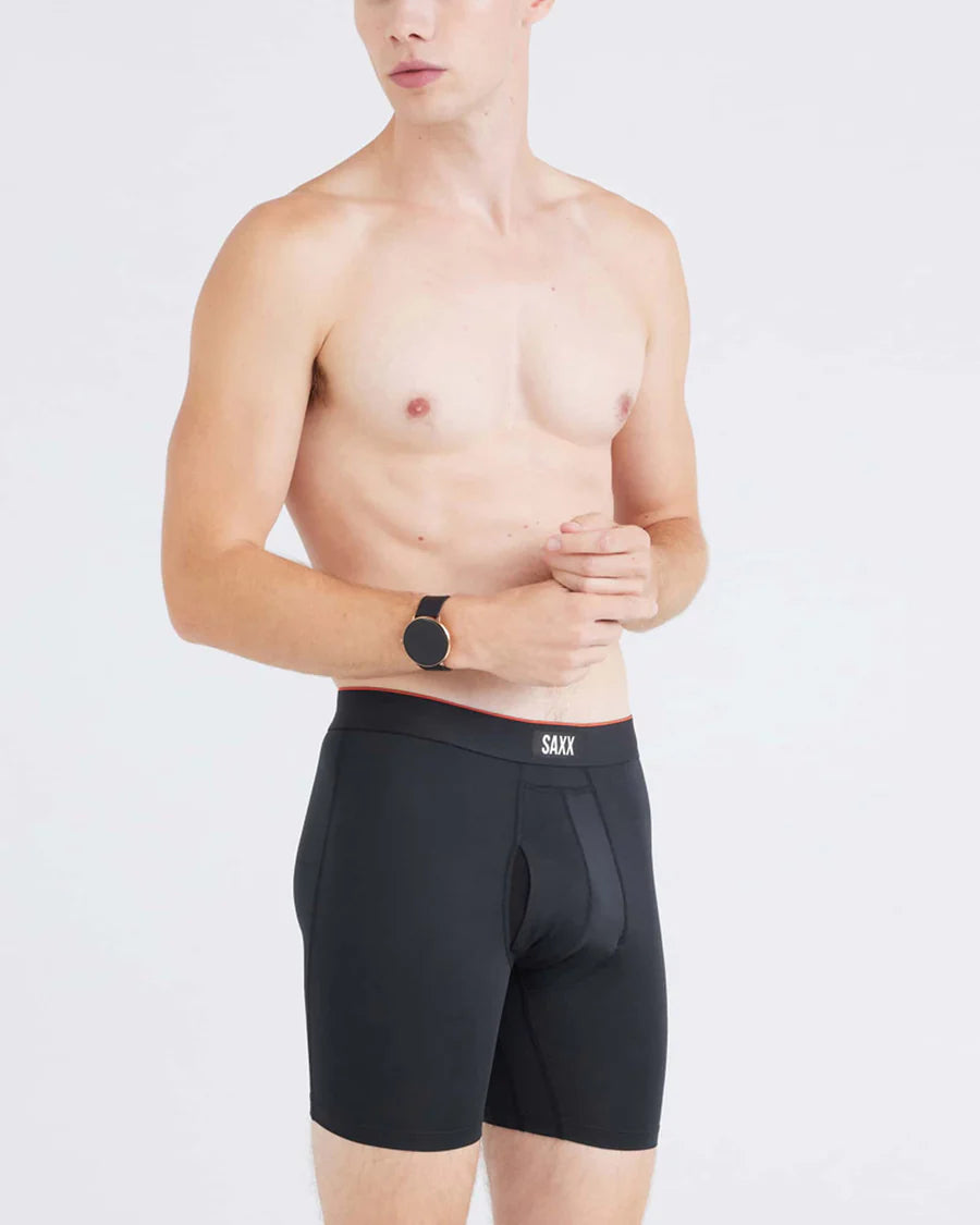 MULTI-SPORT MESH PERFORMANCE BOXER BRIEF 6" "BLACK"