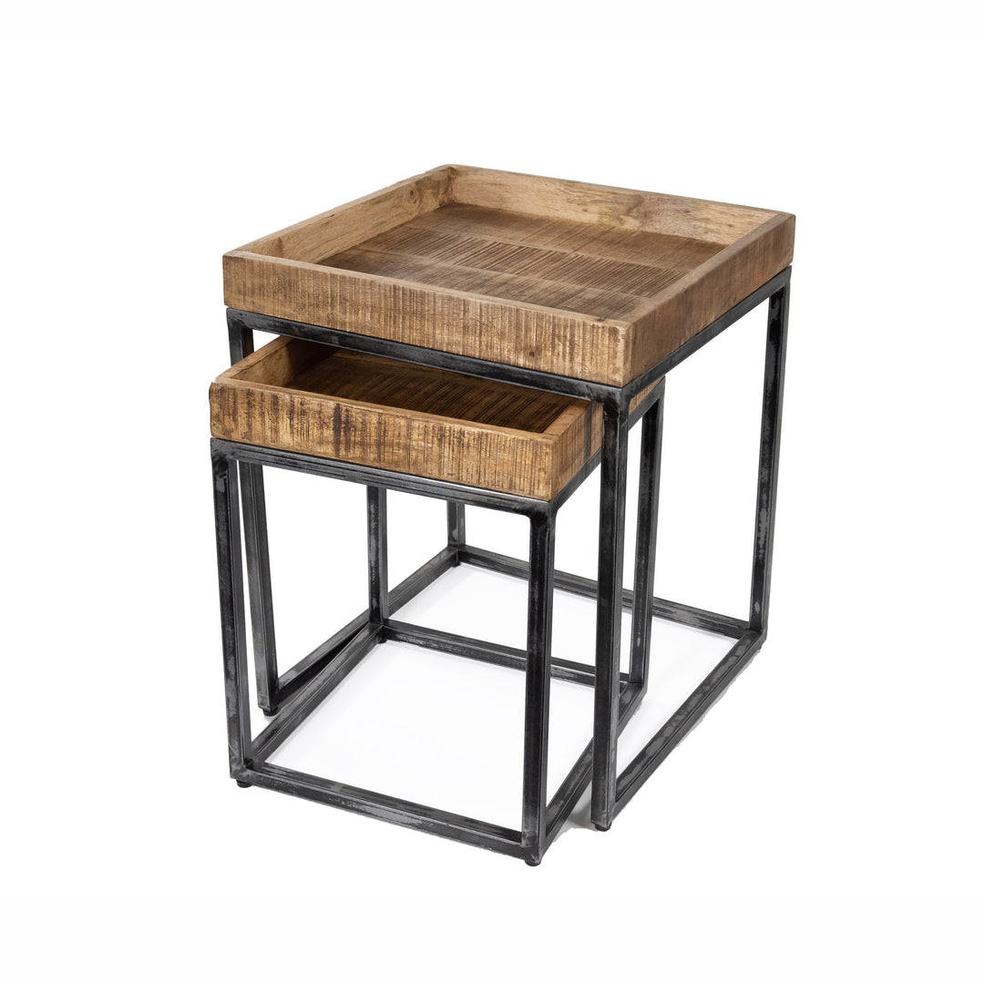 ACCENT TABLES ALTA SET OF 2 16''H 20''H NATURAL WOOD