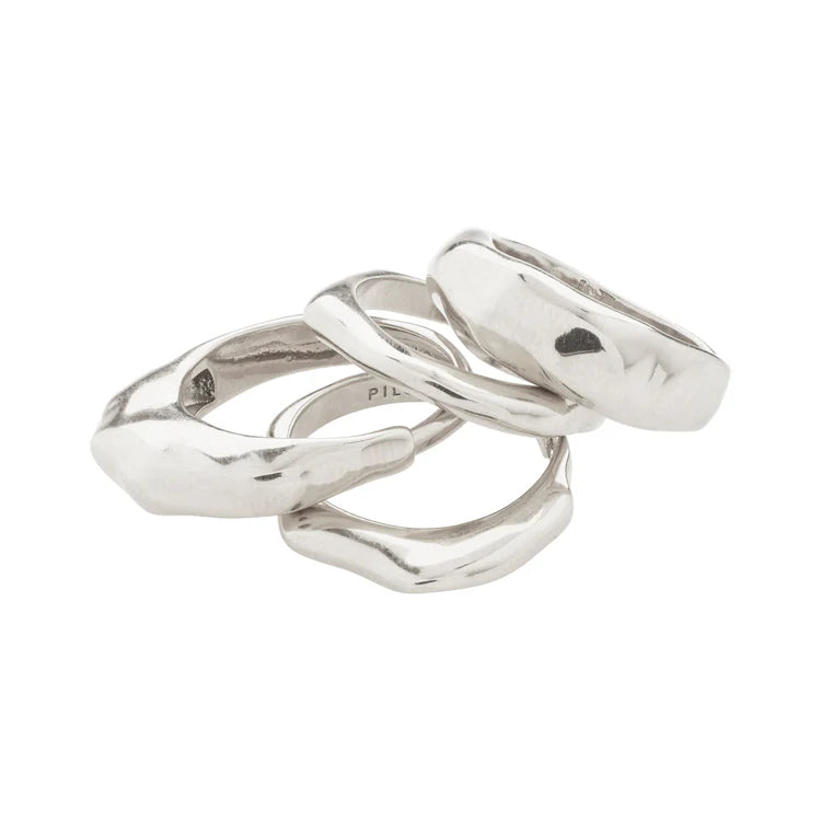 ASHER RECYCLED RINGS 4-IN-1 SET SILVER-PLATED