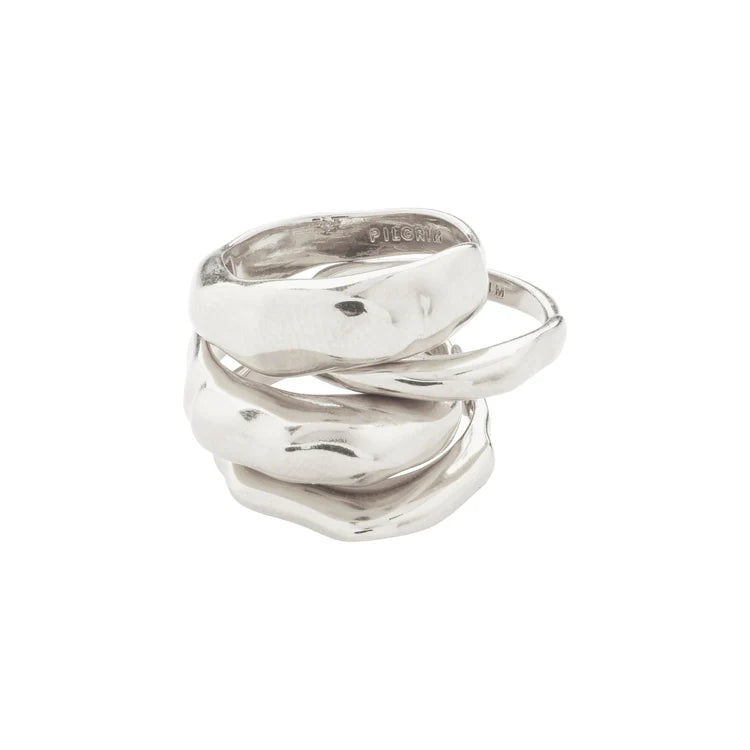 ASHER RECYCLED RINGS 4-IN-1 SET SILVER-PLATED