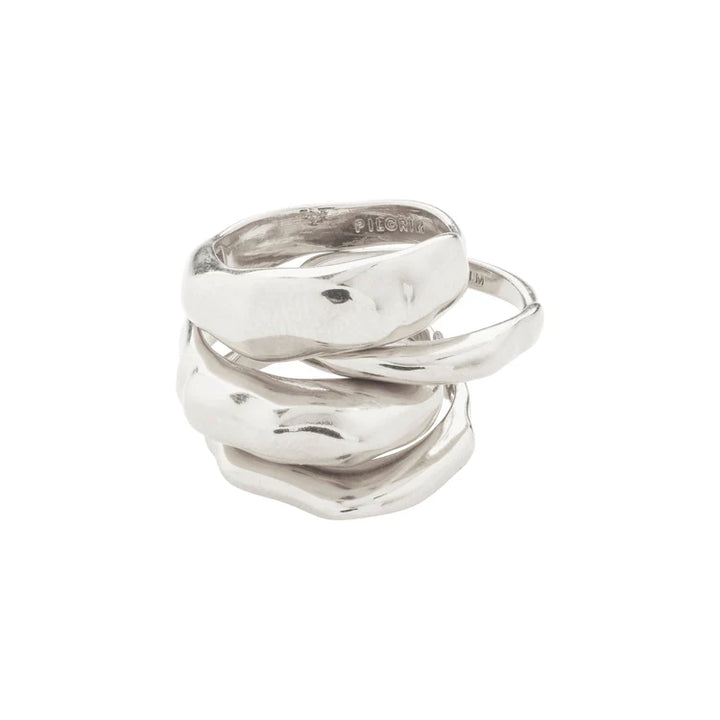 ASHER RECYCLED RINGS 4-IN-1 SET SILVER-PLATED