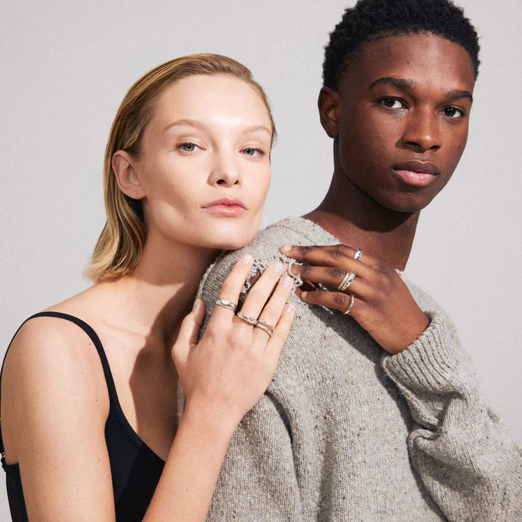 ASHER RECYCLED RINGS 4-IN-1 SET SILVER-PLATED