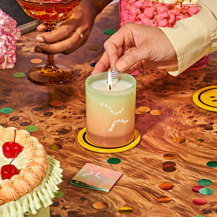 HAPPIEST BDAY CANDLE "CHAMPAGNE & ORANGE ZEST"