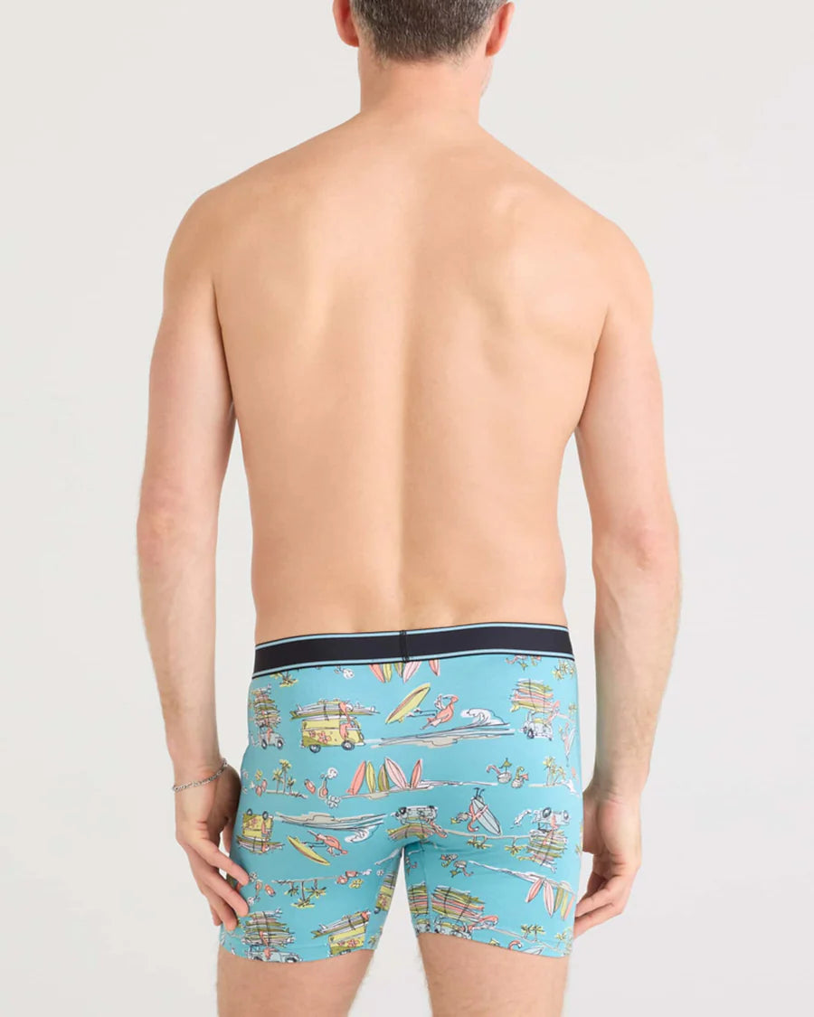 DAYTRIPPER COMFORT STRETCH BOXER BRIEF 5" "BEACH OR BUST-REEF BLUE"