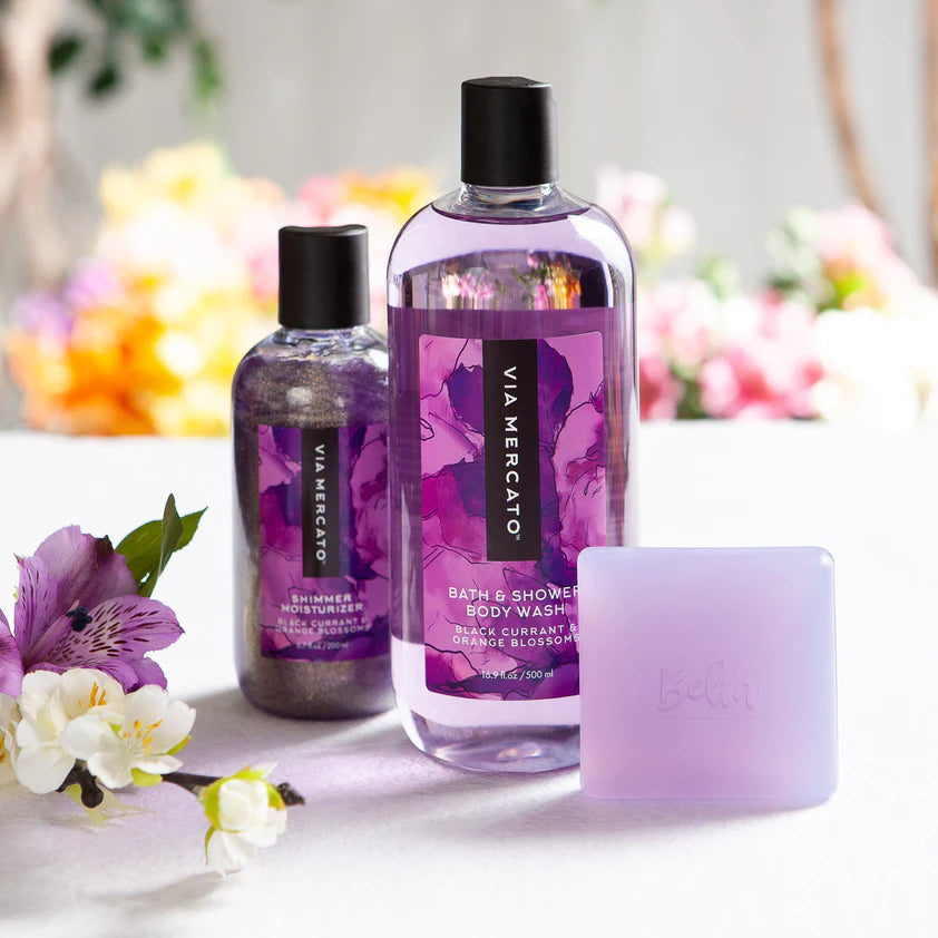 VIA MERCATO BELLA 500ML SHOWER GEL - BLACK CURRANT AND ORANGE BLOSSOMS