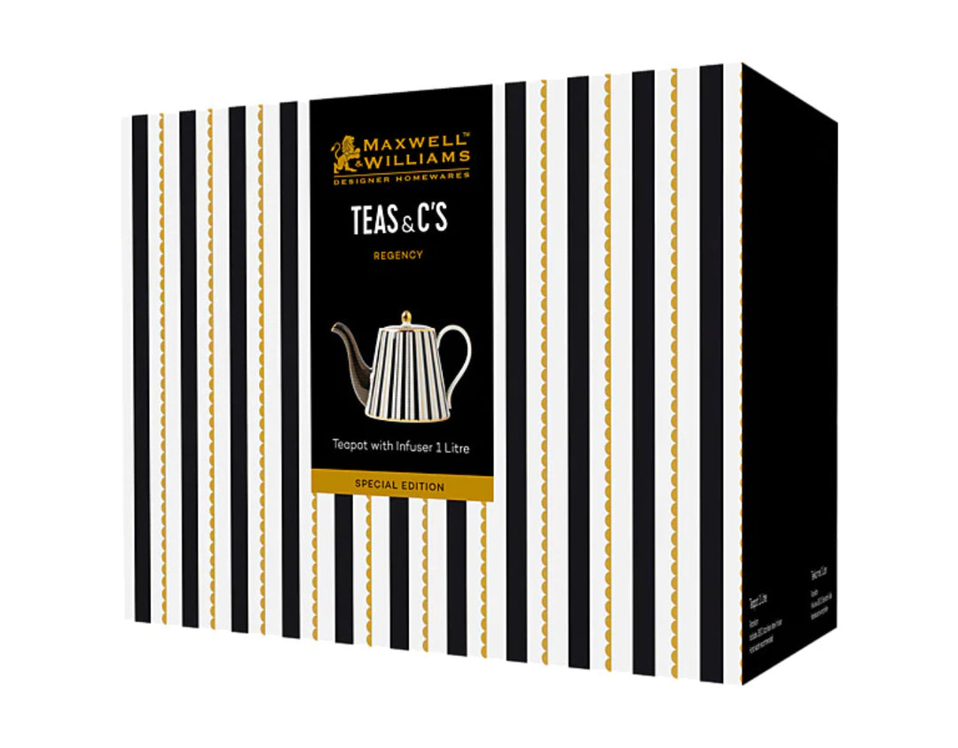 MAXWELL & WILLIAMS - Teas & C’s Regency Teapot With Infuser 1 Lt Black Gift Boxed