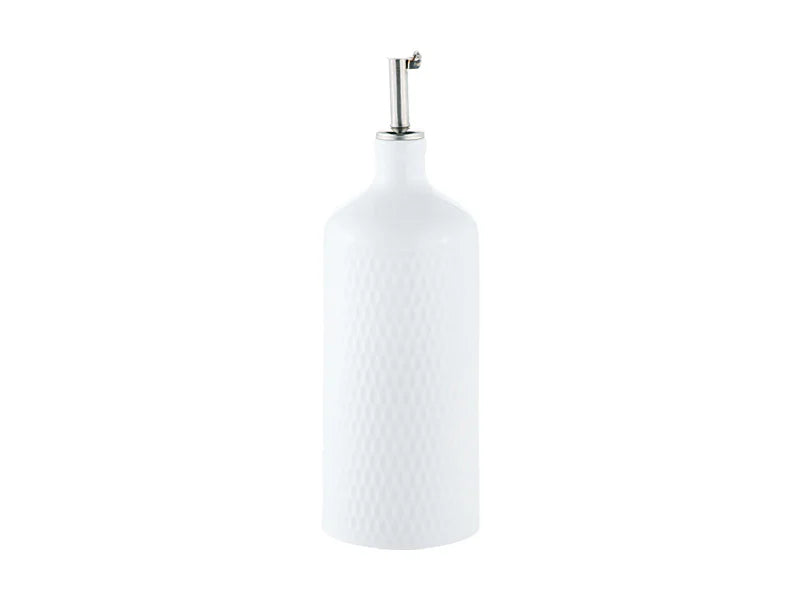 WHITE BASICS DIAMOND OIL BOTTLE WITH STAINLESS STEEL POURER 500ML