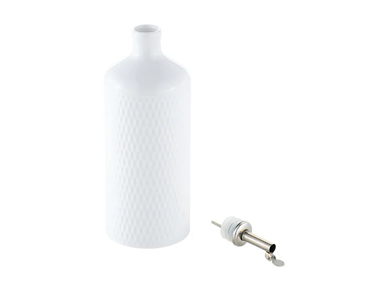 WHITE BASICS DIAMOND OIL BOTTLE WITH STAINLESS STEEL POURER 500ML