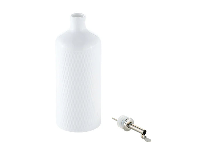 WHITE BASICS DIAMOND OIL BOTTLE WITH STAINLESS STEEL POURER 500ML