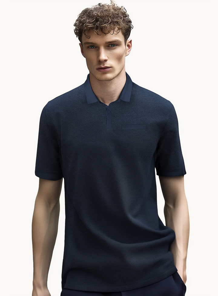 TRENT - BUBBLE JACQUARD POLO "NAVY"