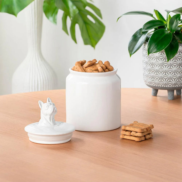 FRENCH BULLDOG CERAMIC CANISTER - WHITE