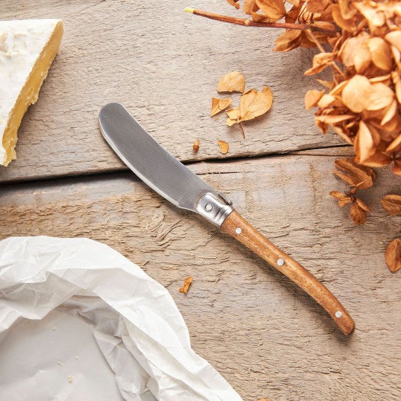 NATURAL WOOD HANDLE BUTTER KNIFE - SET OF 4