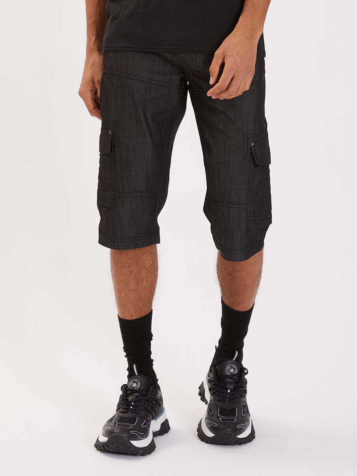 STRECH SLUB DENIM CAPRI