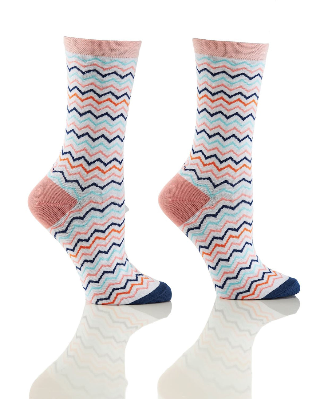COTTON WOMEN'S CREW SOCKS - CHEVRON