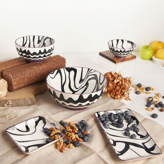 CHEVRON BLACK BOWL 14CM