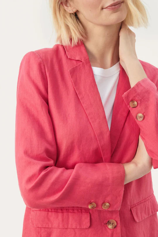 NYANPW LINEN BLAZER "Claret Red"