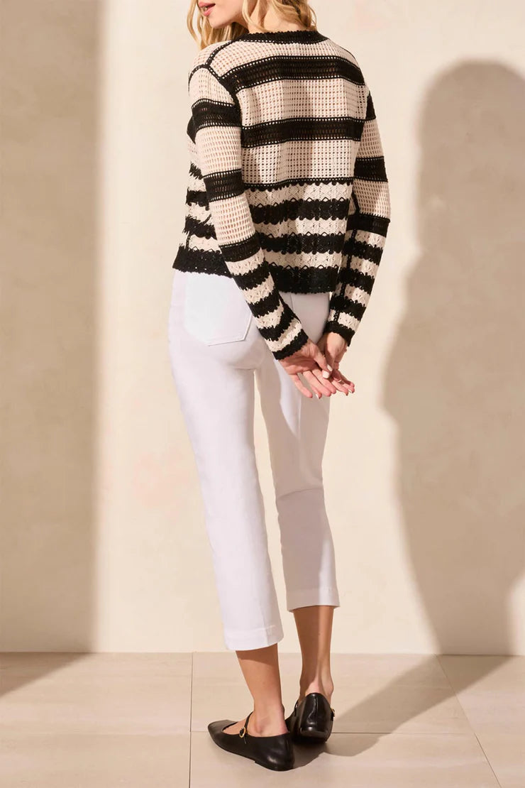 L/S CREWNECK CROCHET CARDIGAN "BLACK"
