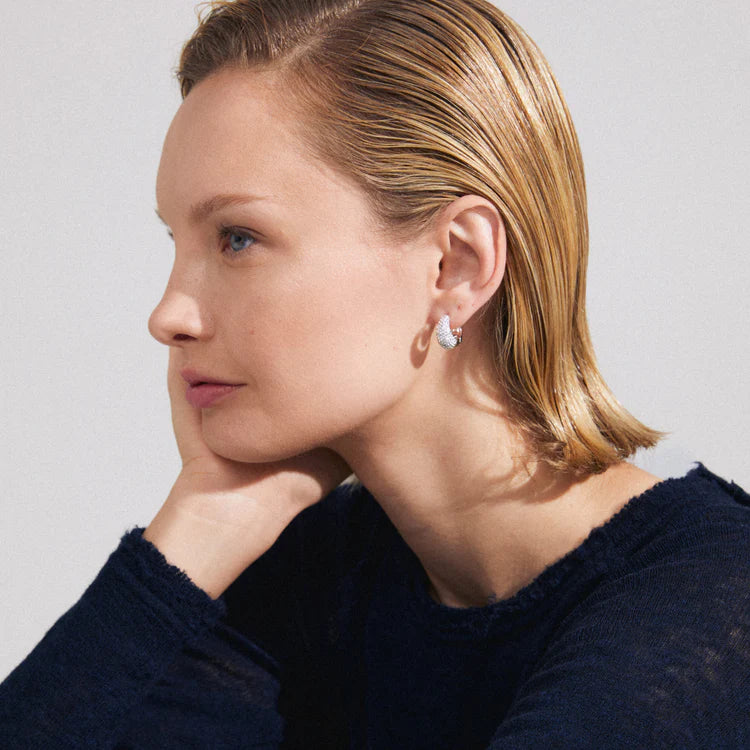 FOCUS RECYCLED CRYSTAL EARRINGS SILVER-PLATED