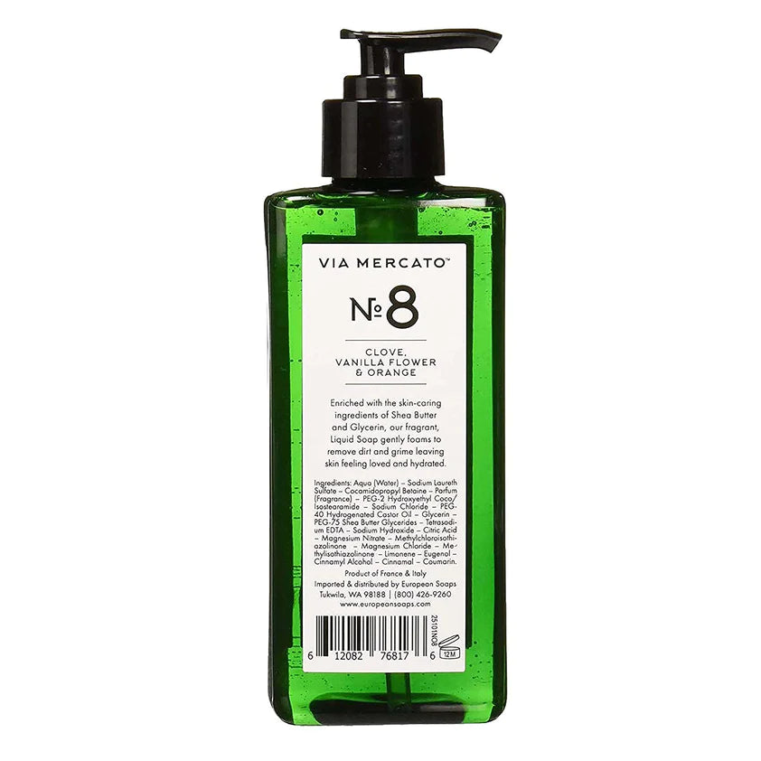 VIA MERCATO LIQUID HAND SOAP NO8 - CLOVE, VANILLA AND ORANGE