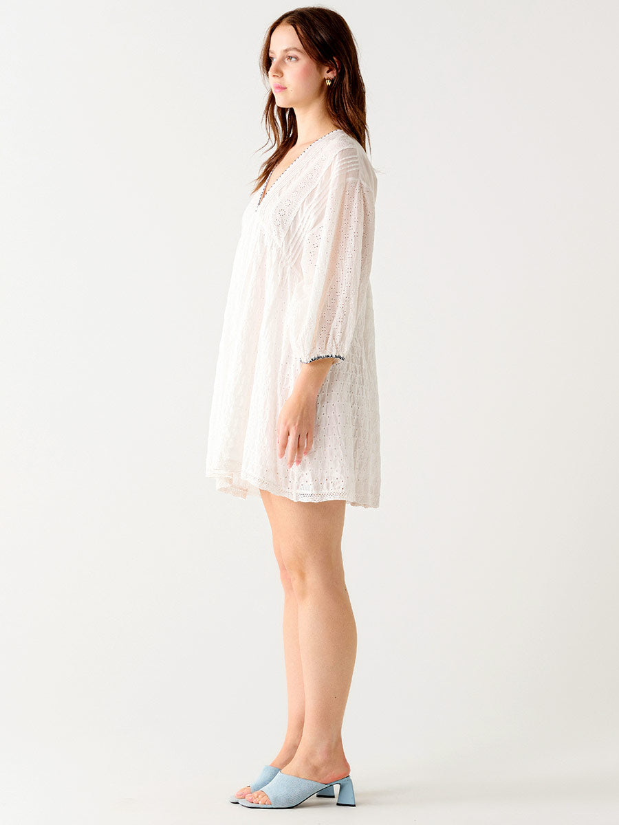3/4 SLEEVE ENGLISH EMBROIDERY DRESS