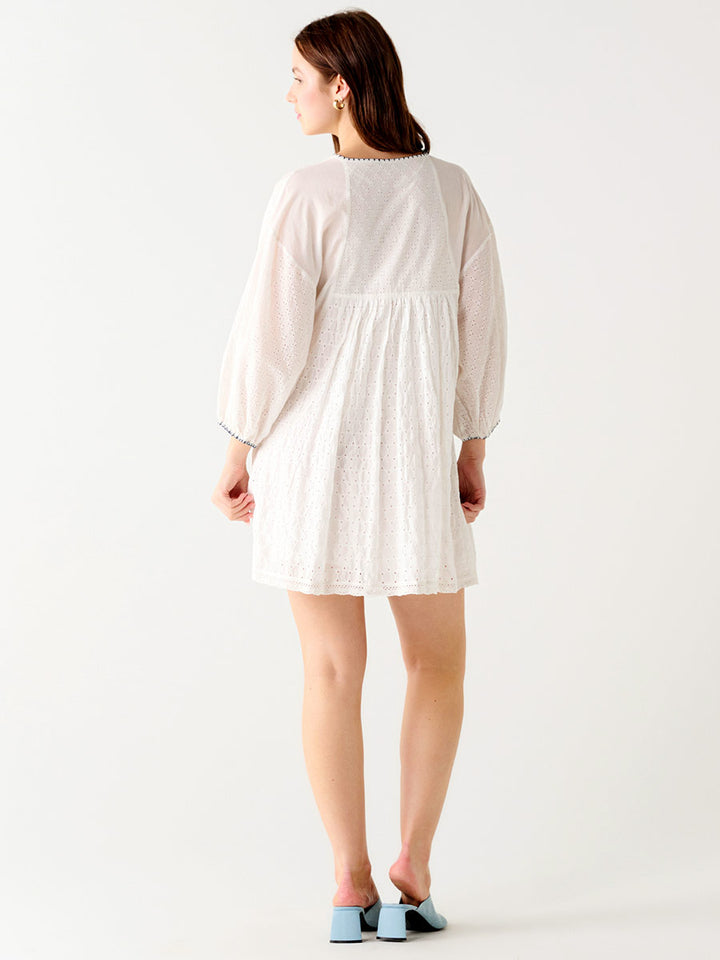 3/4 SLEEVE ENGLISH EMBROIDERY DRESS