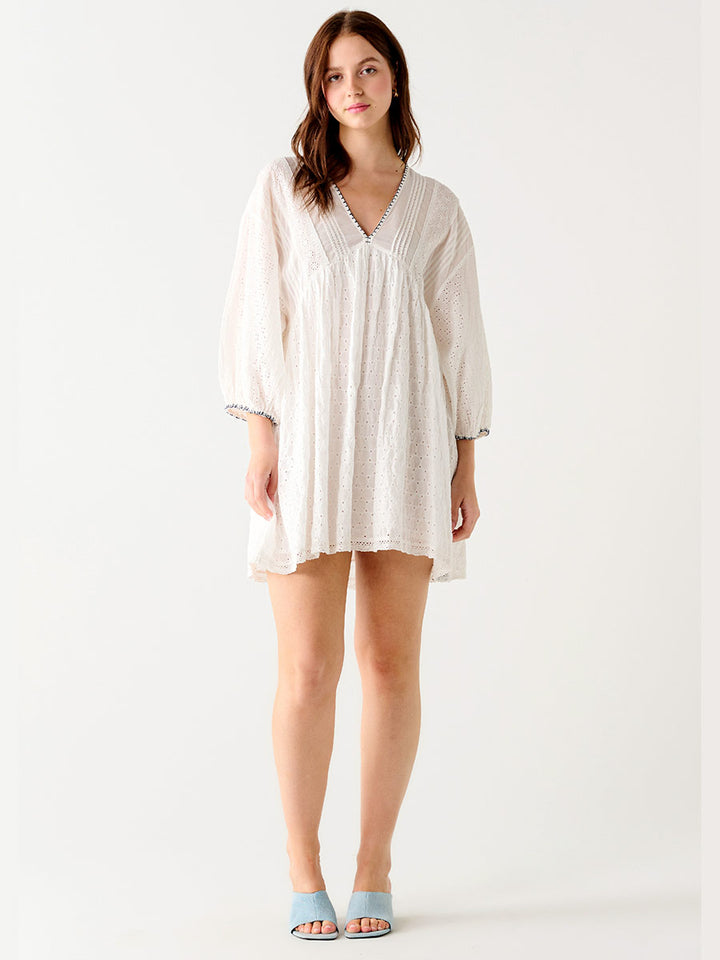 3/4 SLEEVE ENGLISH EMBROIDERY DRESS