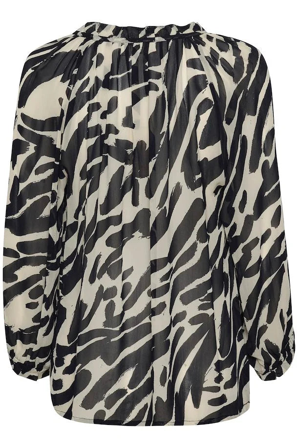 ELSIAPW BLOUSE "Dark Navy Brush Print"