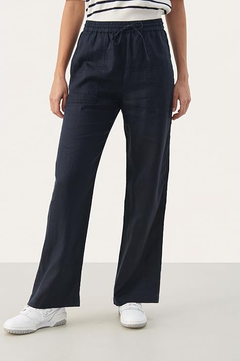 ENIOLAPW LINEN TROUSERS "Dark Navy"