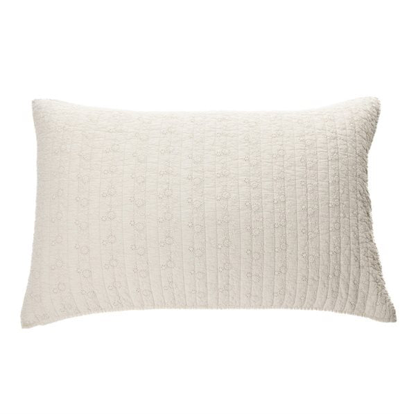 ESTELLE EMBROIDERED NATURAL PILLOW SHAM - QUEEN