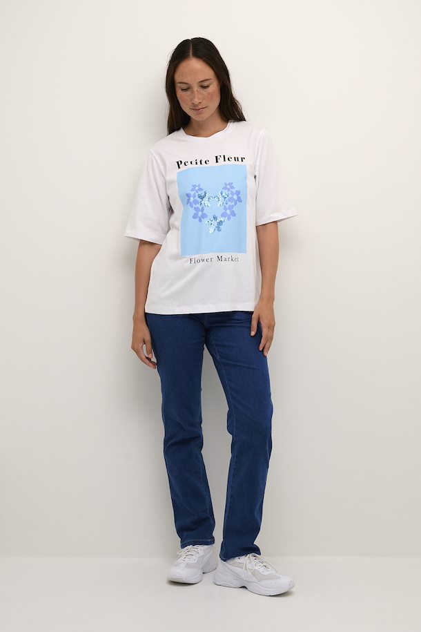 KADINA T-SHIRT - BLUE FLOWERS/YELLOW LEMONS