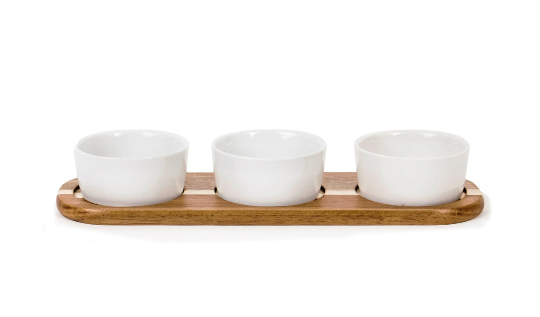 HARMAN CABO 4 PIECES ACACIA SERVING SET - WHITE