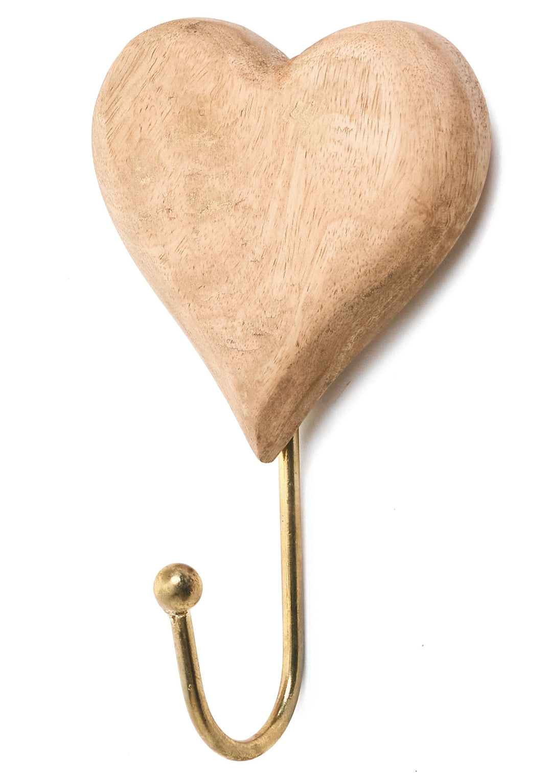 WOODEN HEART HOOK - NATURAL/GOLD