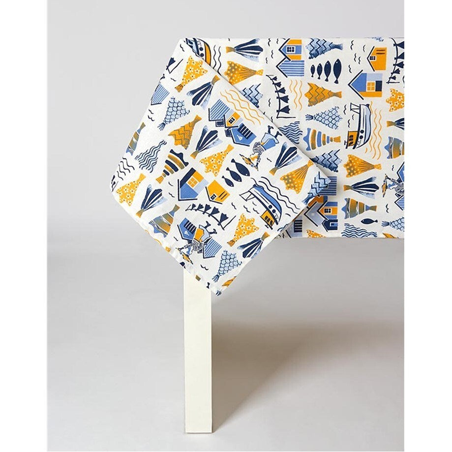 BACALHAU TABLECLOTH BLUE/YELLOW 60X120"
