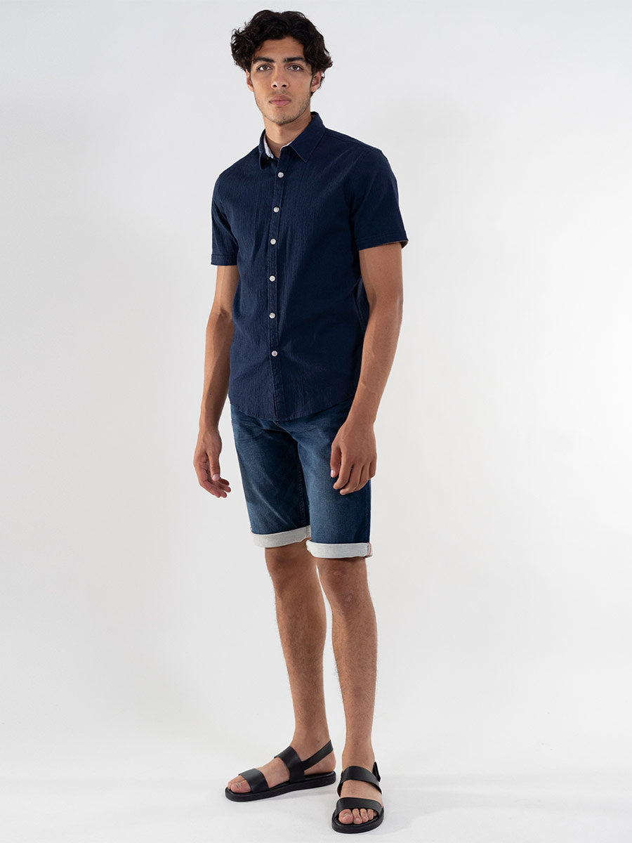 KNIT DENIM BERMUDA SHORTS
