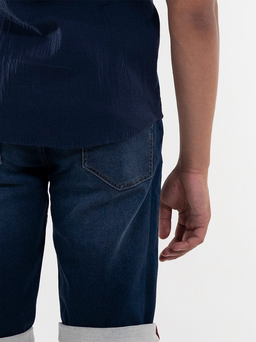 KNIT DENIM BERMUDA SHORTS